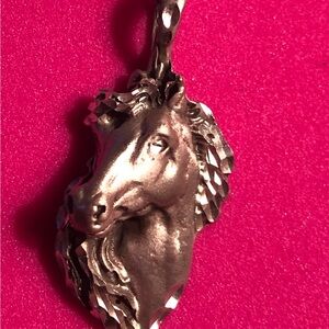 NWOT Vintage Pewter Silver Horse Head Pendant